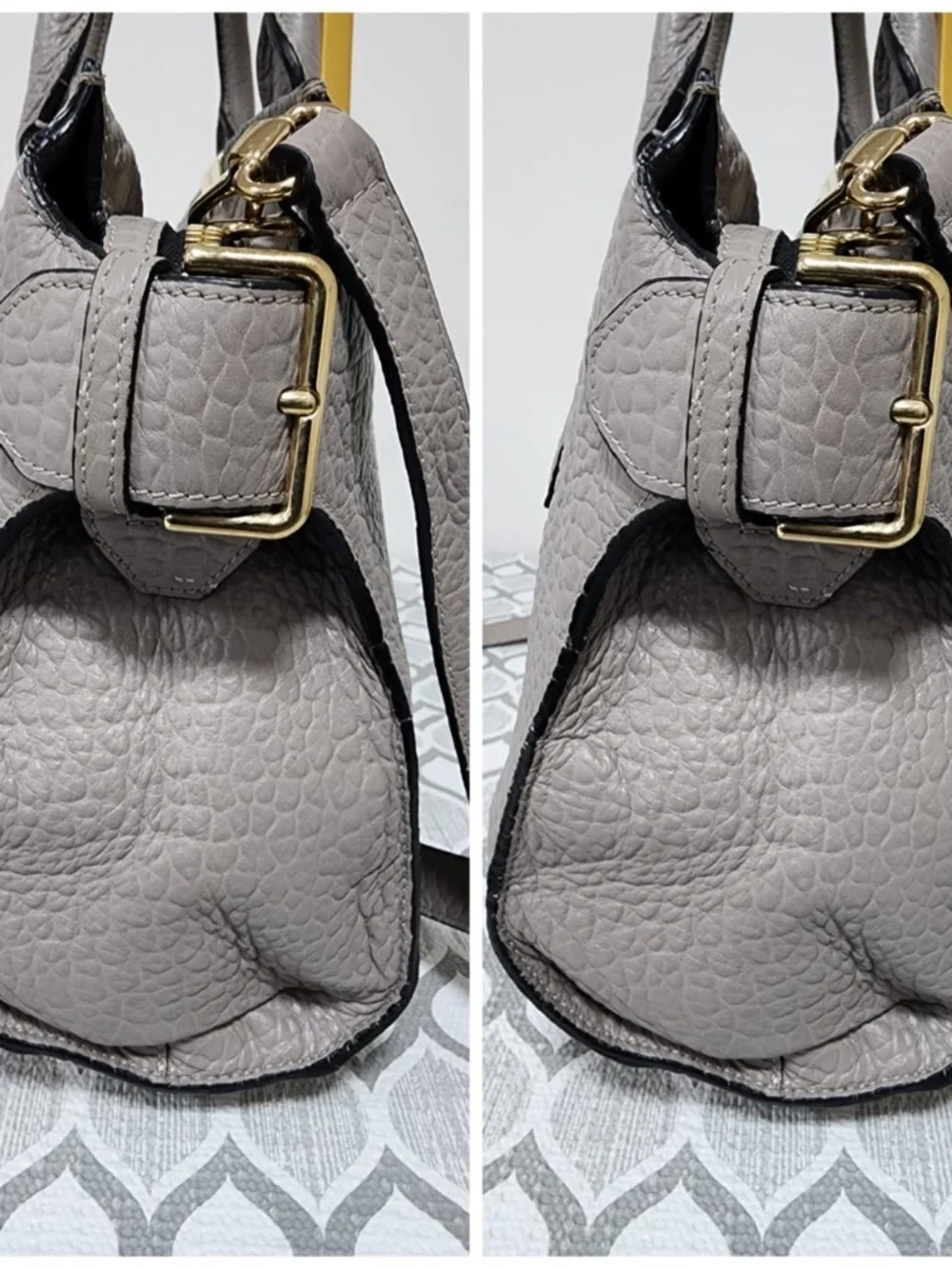 Authentic Burberry House Check Clifton Satchel Bag Grey